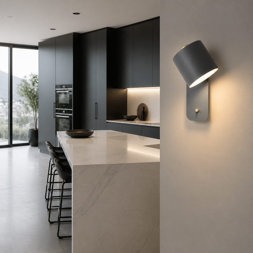 Applique LED Rotative Dimmable Design Gris — mise en situation salle à manger