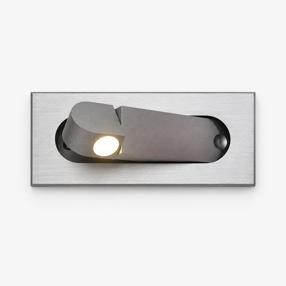 Applique Liseuse Argent Rectangle Blanc Neutre 4000K — photo produit fond gris