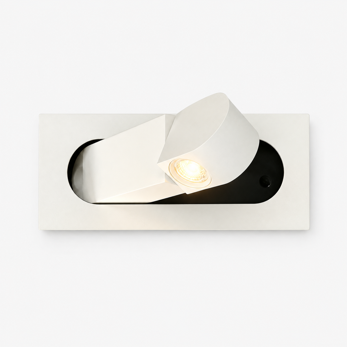 Applique Liseuse Blanc Rectangle Blanc Neutre 4000K — photo produit fond gris