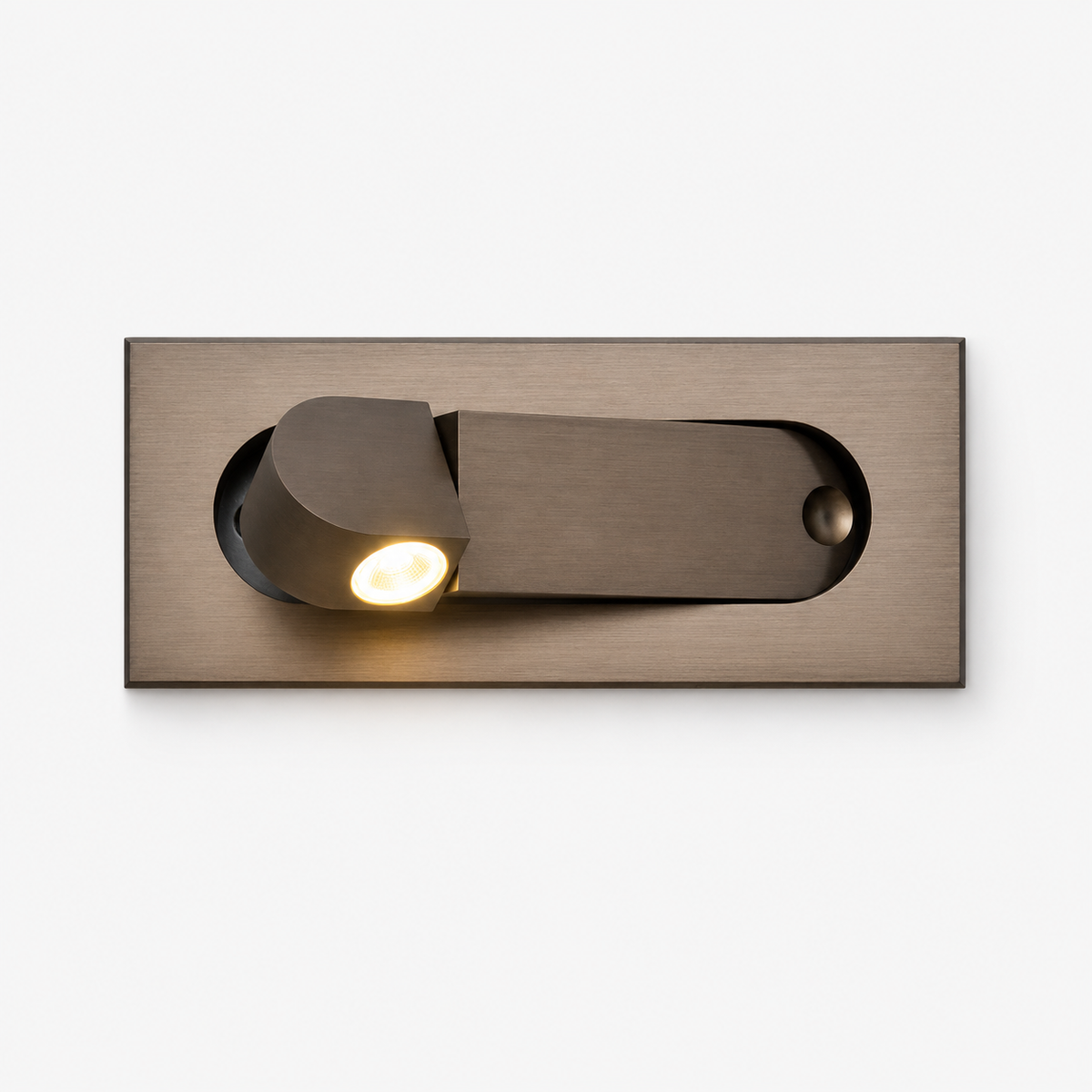 Applique Liseuse Marron Rectangle Blanc Neutre 4000K — photo produit fond gris