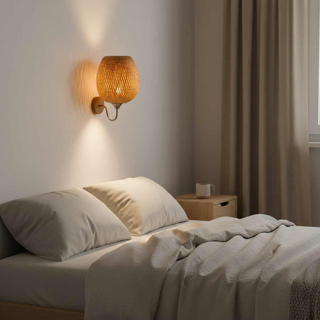 Applique Murale Bambou — mise en situation chambre