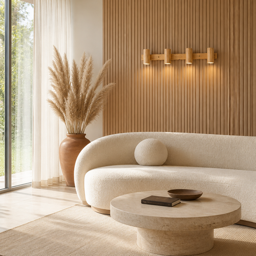 Applique Murale Bois Orientable Nordique Bois 4 — mise en situation salon lumière du jour