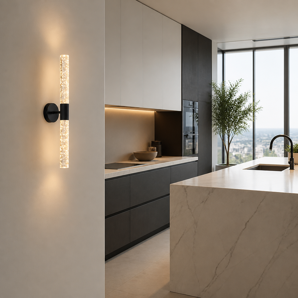 Applique Murale Cristal LED Nordique Noir — mise en situation salle à manger