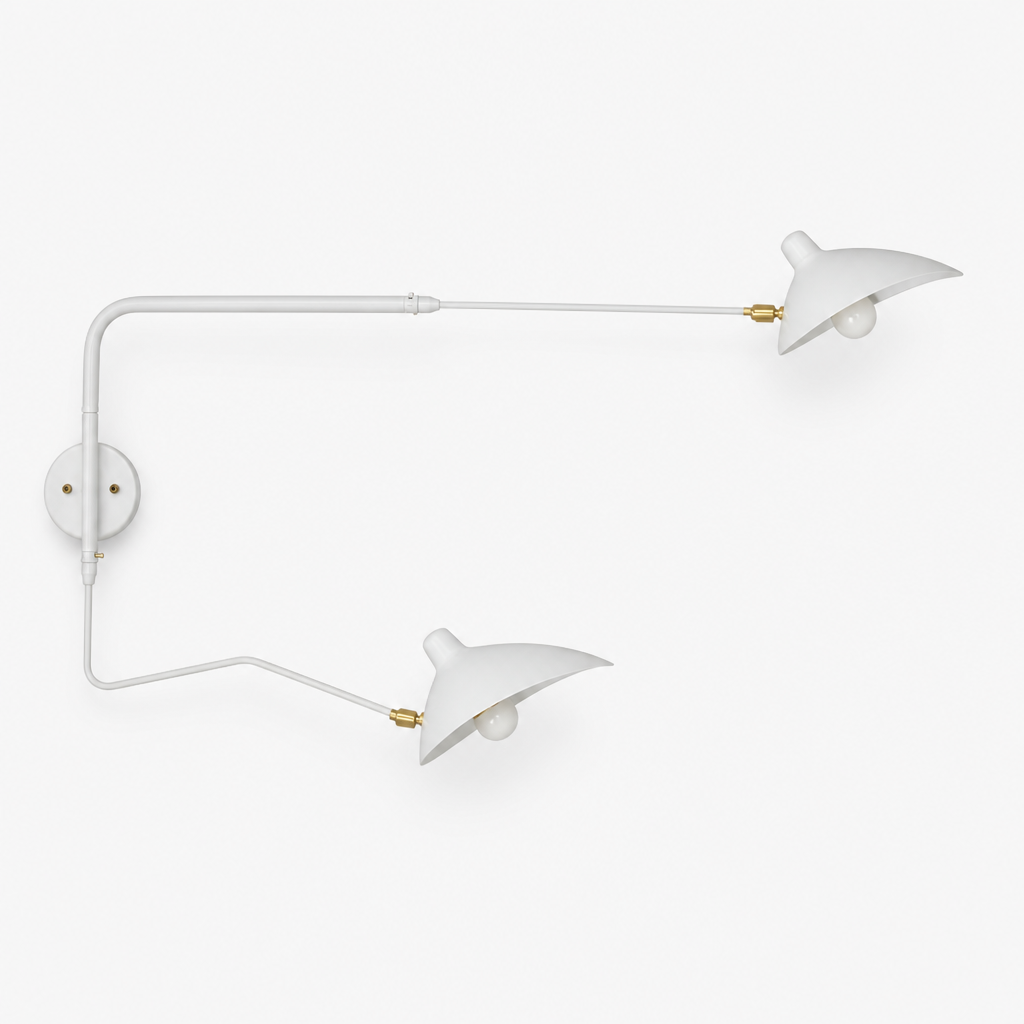 Applique Murale Design Bras Articulé Double 100cm Blanc — photo produit fond gris