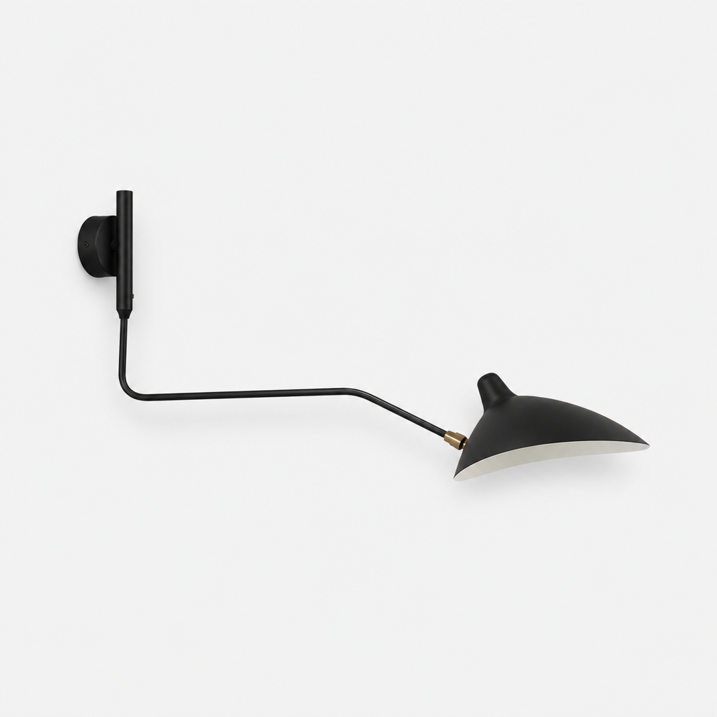 Applique Murale Design Bras Articulé Simple 65cm Noir — photo produit fond gris