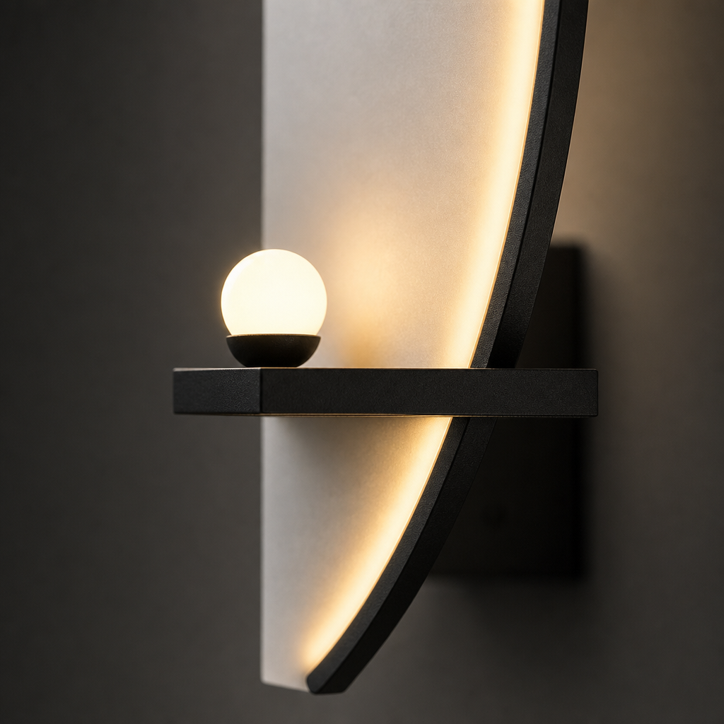 Applique Murale LED Arc Design Droite 55cm — gros plan détail matière et finition