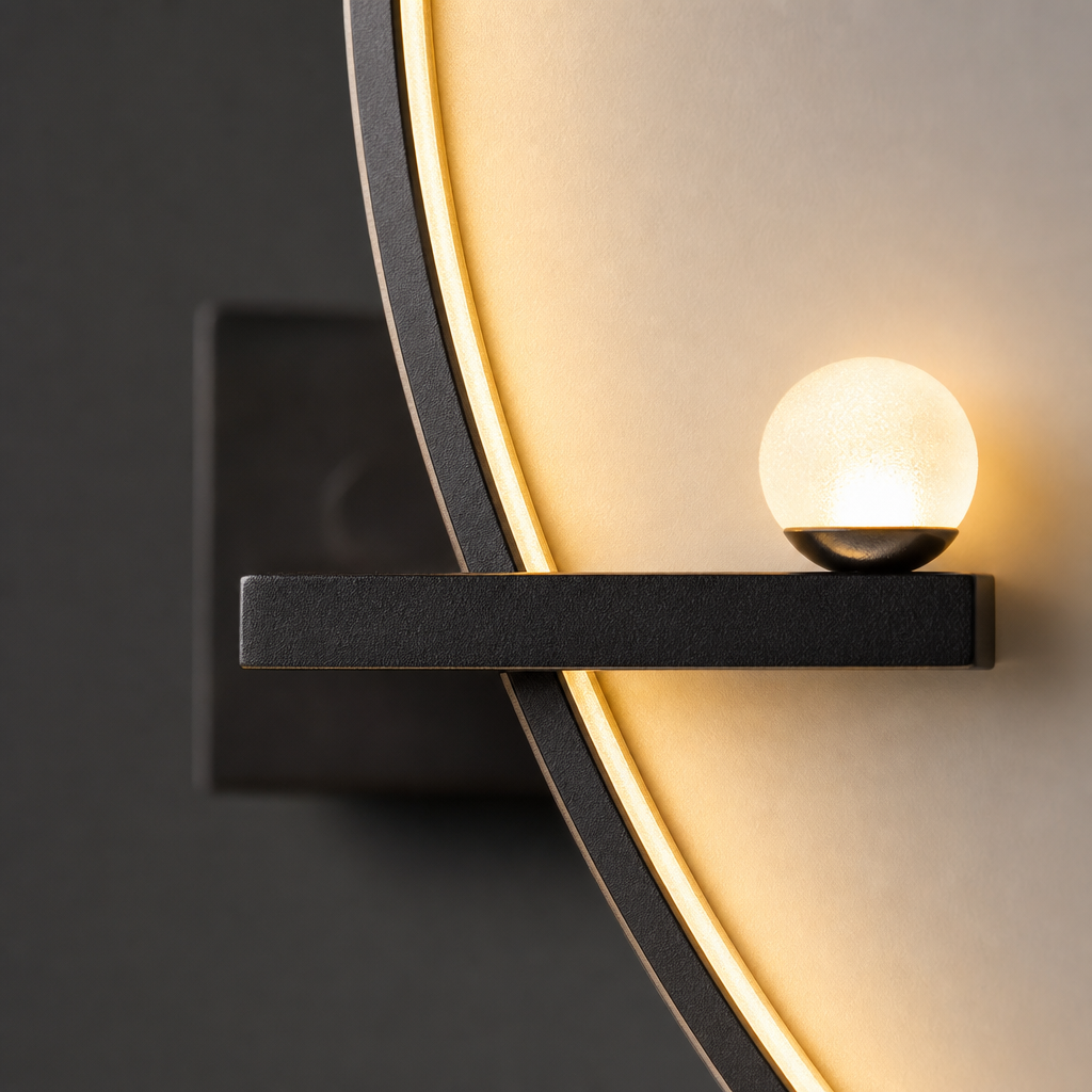 Applique Murale LED Arc Design Gauche 55cm — gros plan détail matière et finition