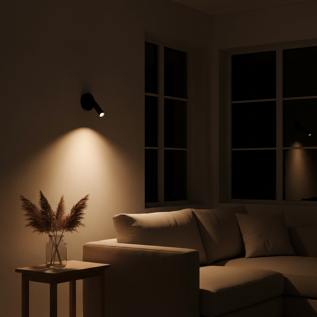 Applique Murale LED Lecture — ambiance soir salon scandinave