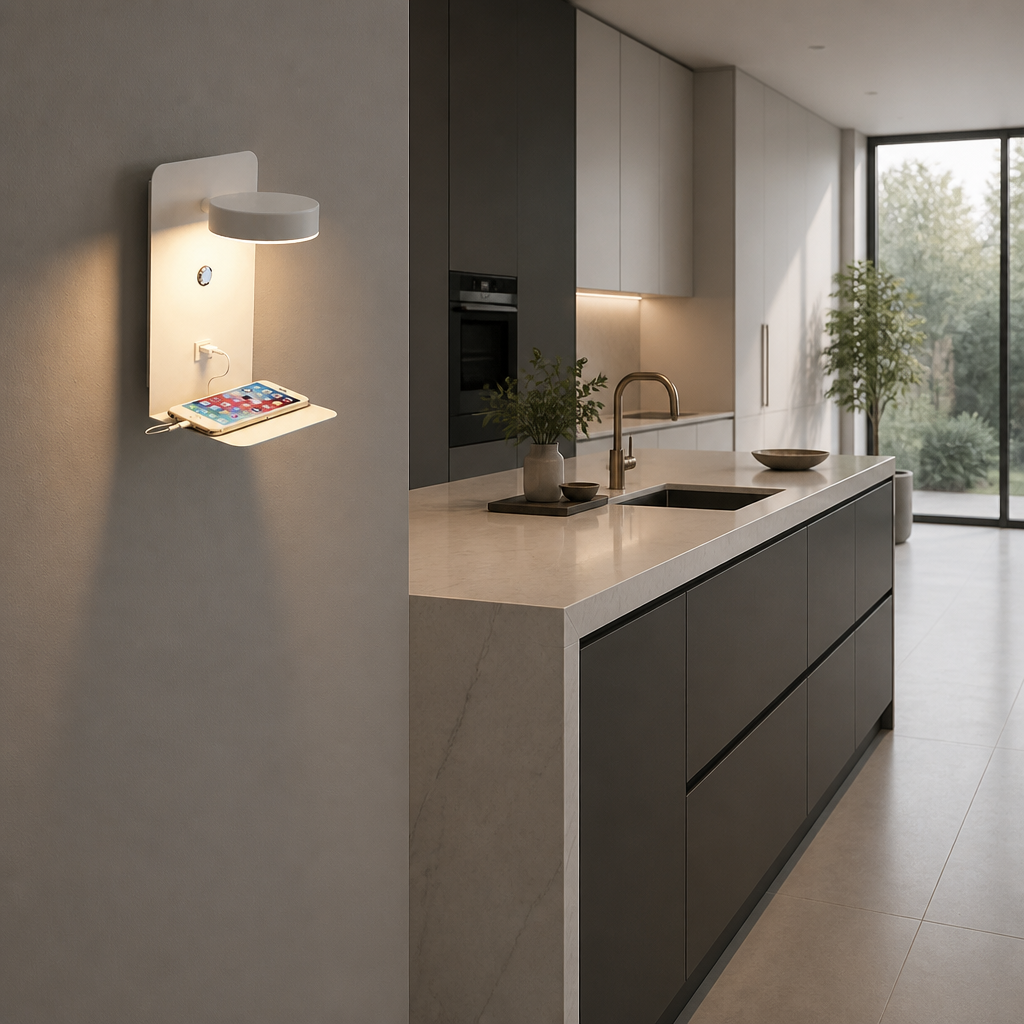 Applique Murale LED USB Chargeur Blanc — mise en situation salle à manger