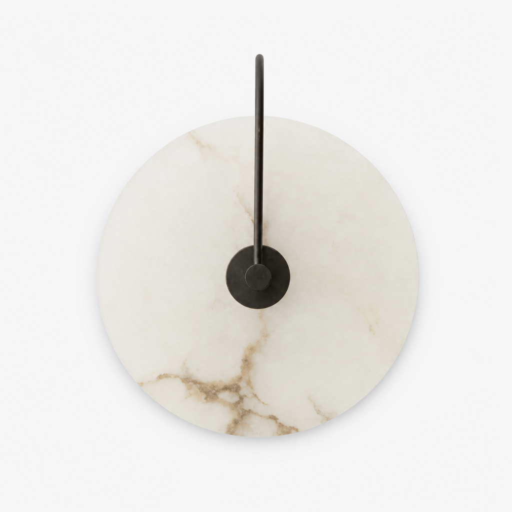 Applique Murale Marbre Ronde LED Noir — photo produit fond gris