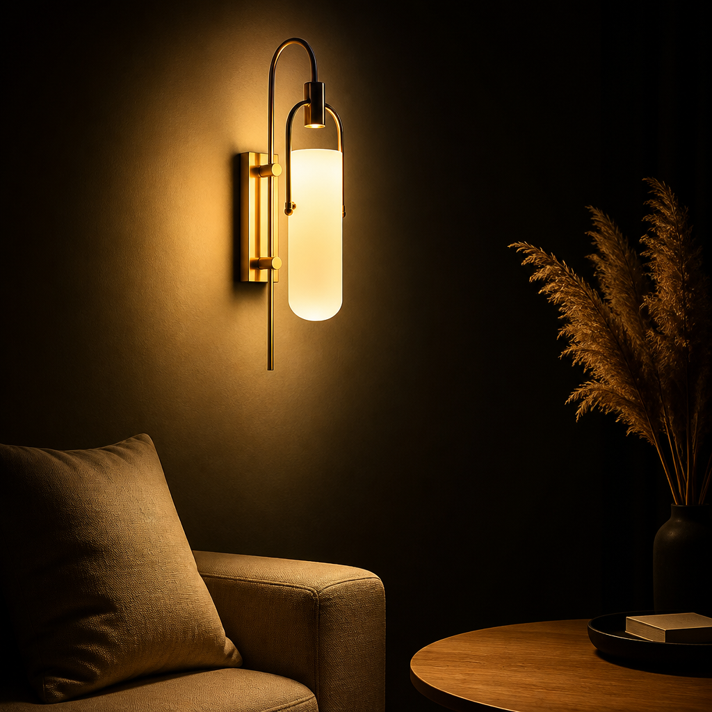 Applique Murale Or Verre Arceau Design Or - 65cm — ambiance soir salon contemporain