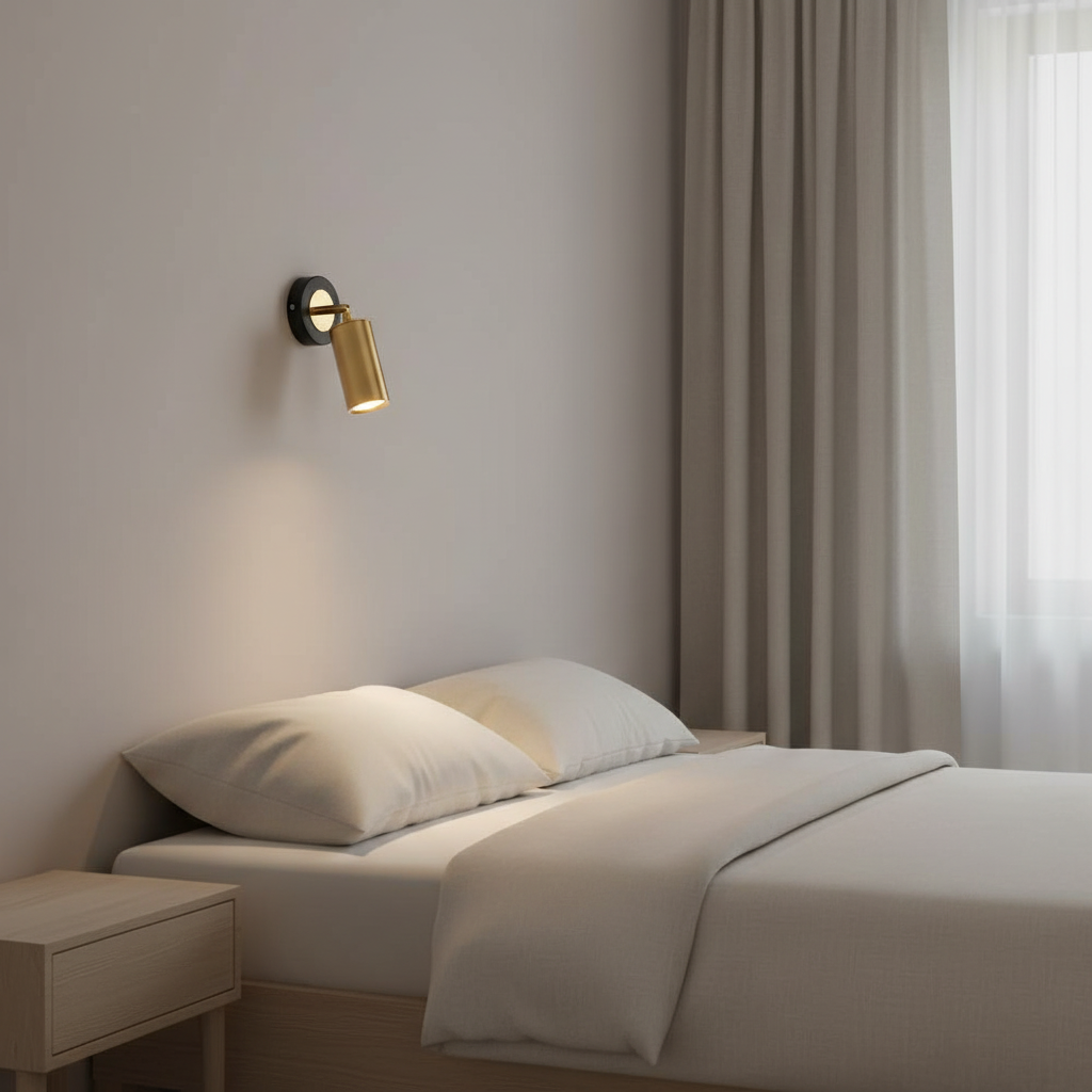 Applique Murale Spot Orientable Or — mise en situation chambre