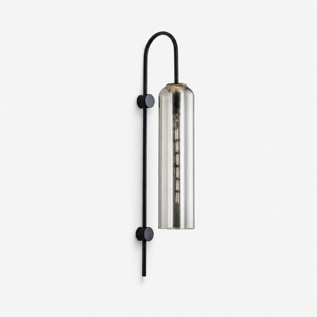 Applique Murale Verre Tube Nordic Design Gris Fumé - B — photo produit fond gris