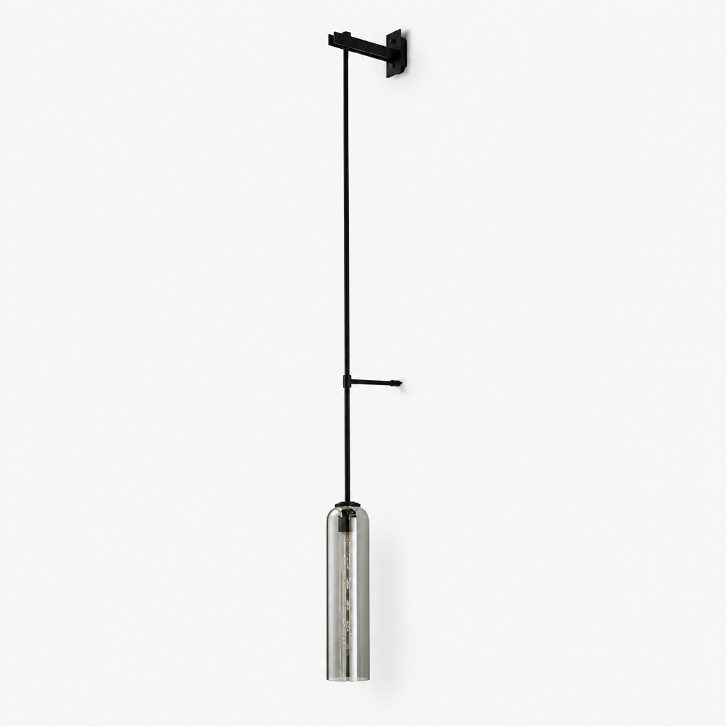 Applique Murale Verre Tube Nordic Design Gris Fumé - D — photo produit fond gris