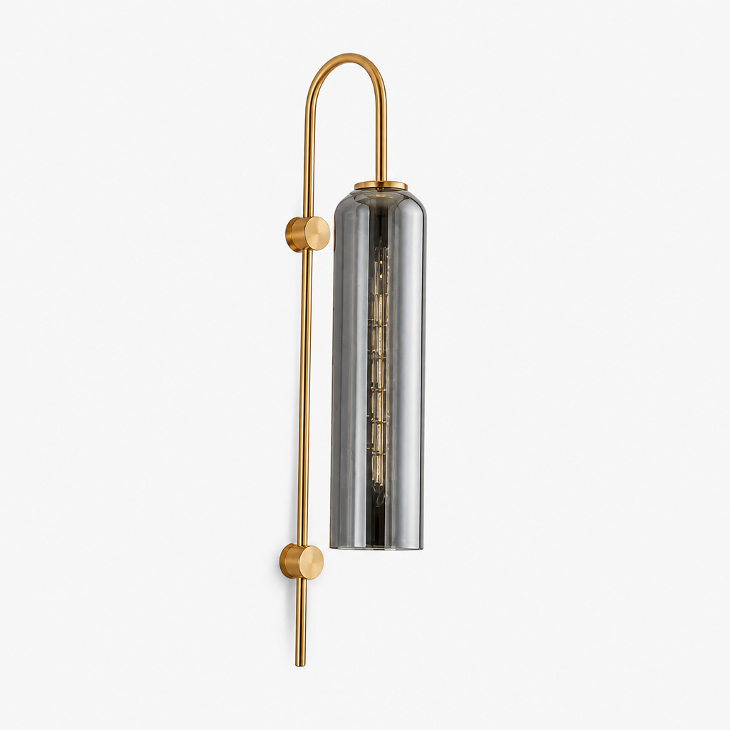 Applique Murale Verre Tube Nordic Design Gris Fumé — photo produit fond gris