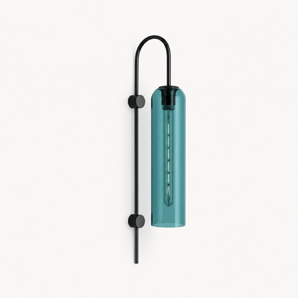 Applique Murale Verre Tube Nordic Design Vert B — photo produit fond gris