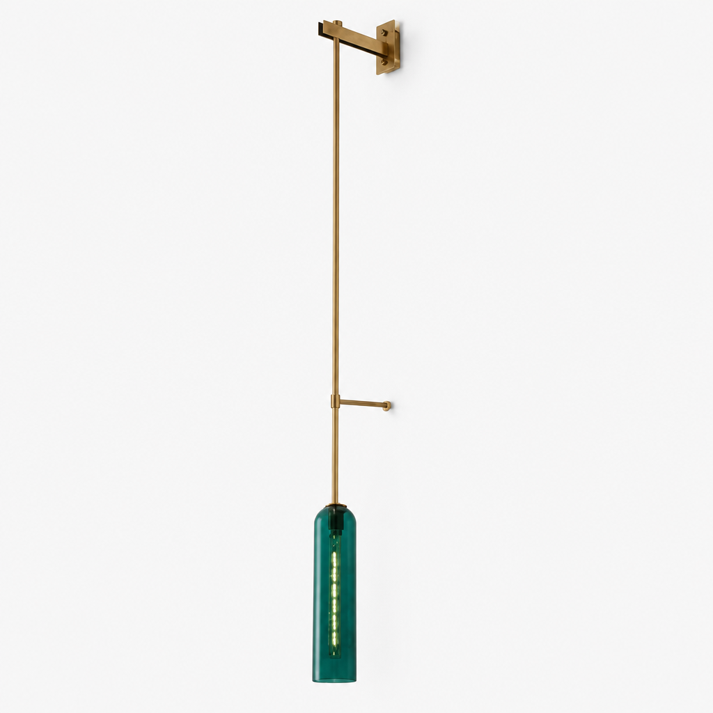 Applique Murale Verre Tube Nordic Design Vert C — photo produit fond gris