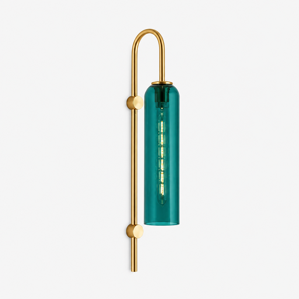 Applique Murale Verre Tube Nordic Design Vert — photo produit fond gris