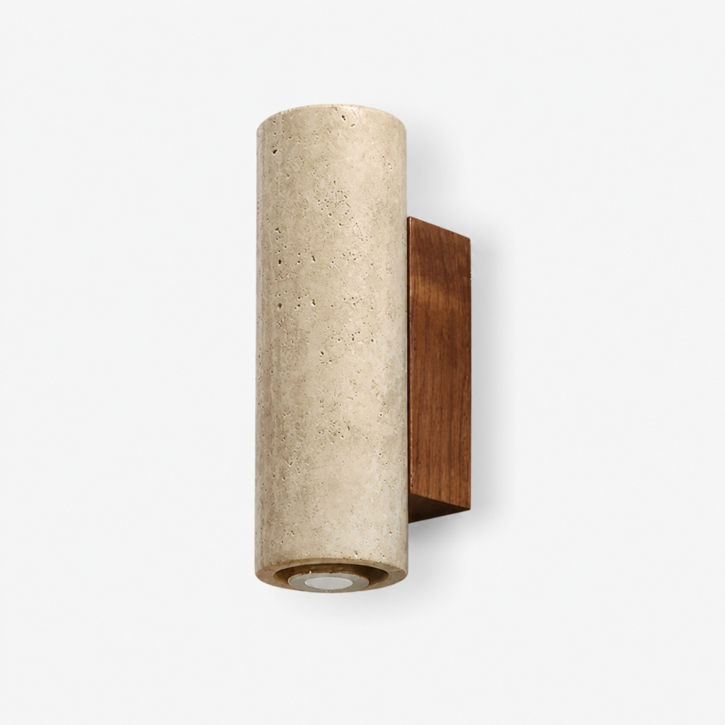 Applique Travertin Cylindre Wabi-Sabi — photo produit fond gris