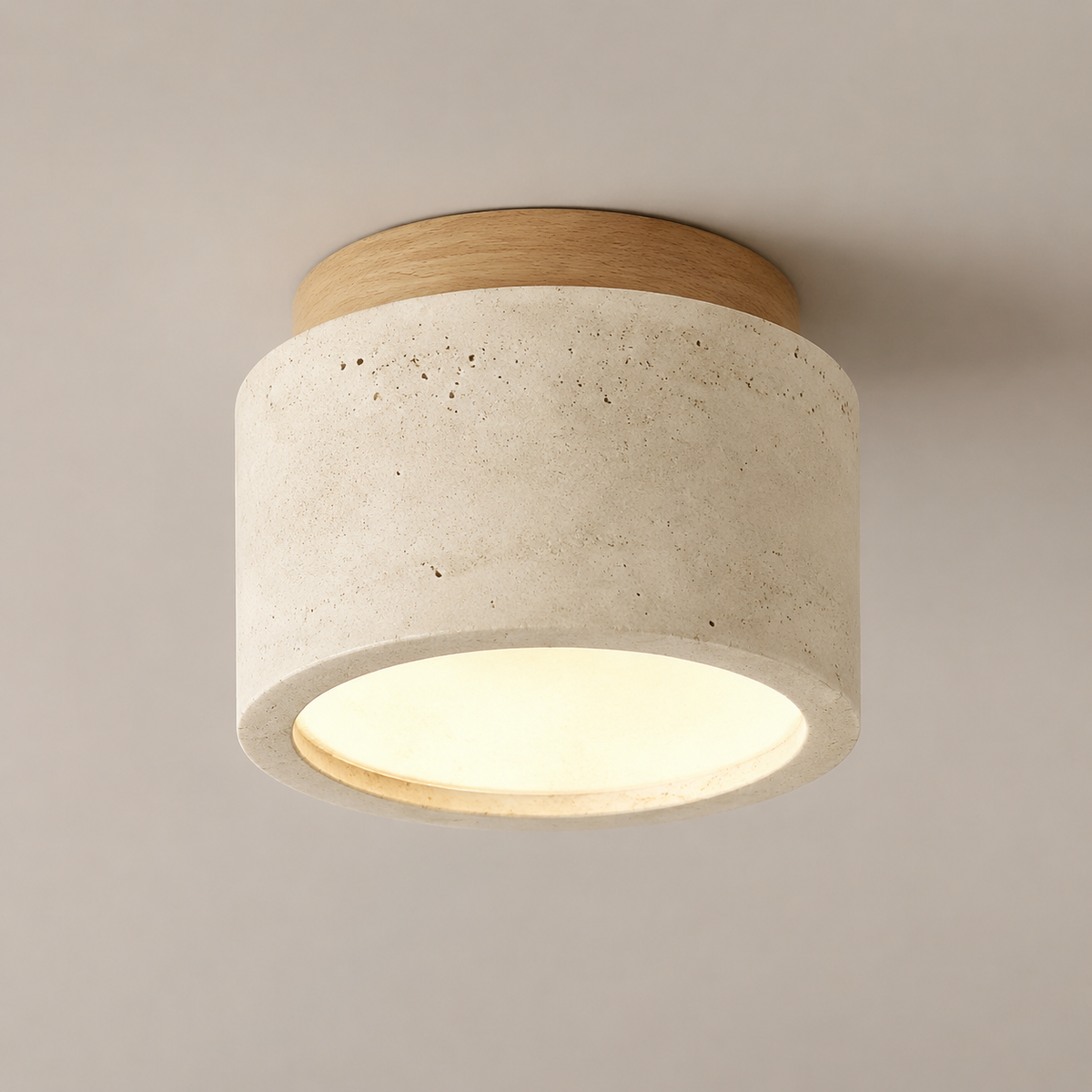 Suspension Pierre Travertin Naturelle et Bois