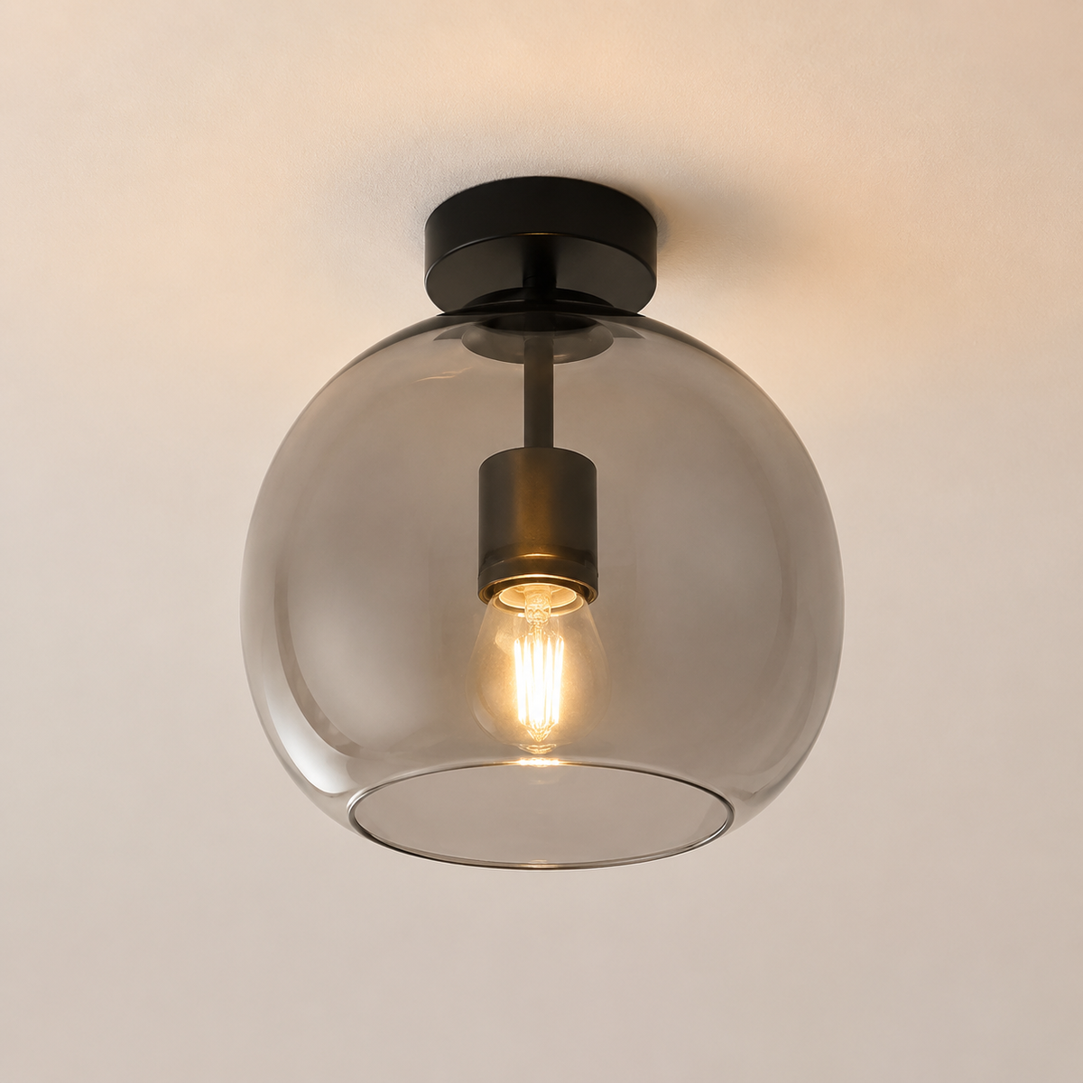 Plafonnier Verre Vintage Fumé