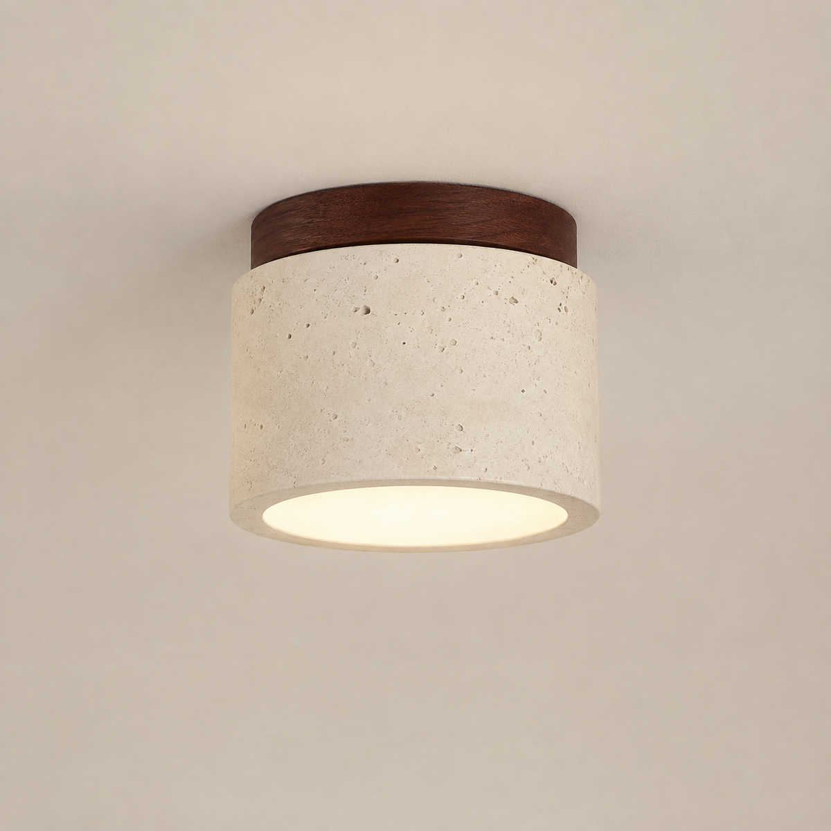 Suspension Pierre Travertin Naturelle et Bois