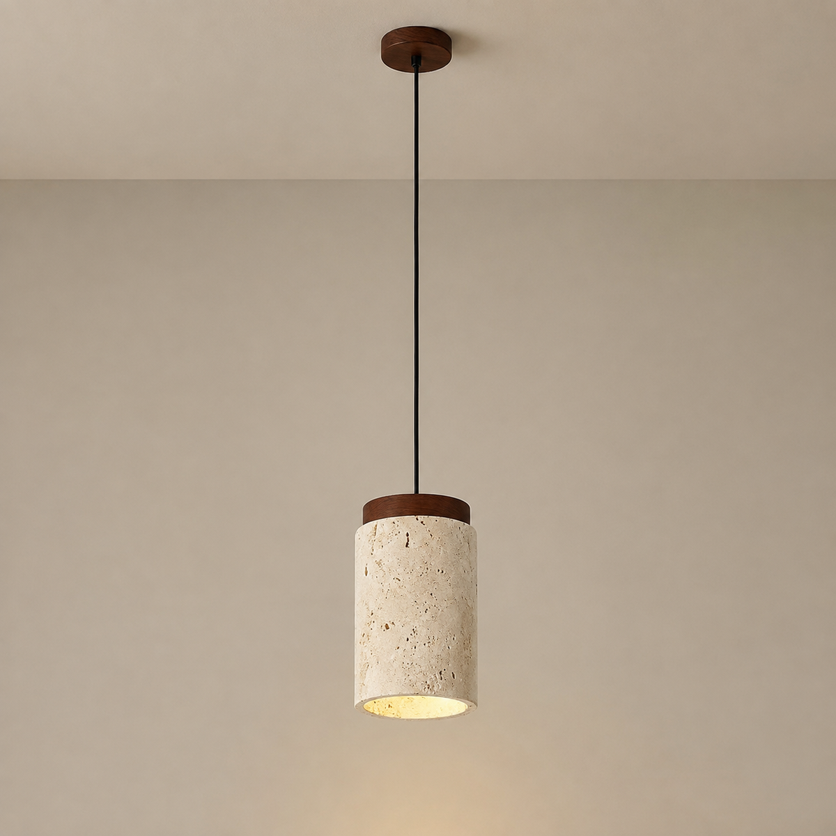 Suspension Pierre Travertin Naturelle et Bois