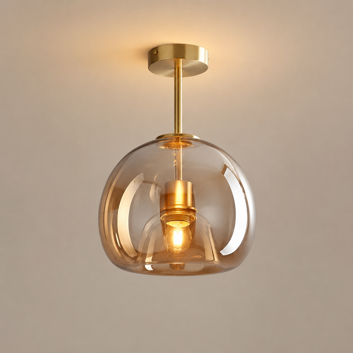Plafonnier Verre Vintage Fumé