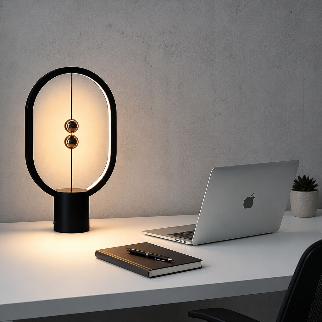 Lampe Balance Magnétique Ovale LED USB — mise en situation bureau home office
