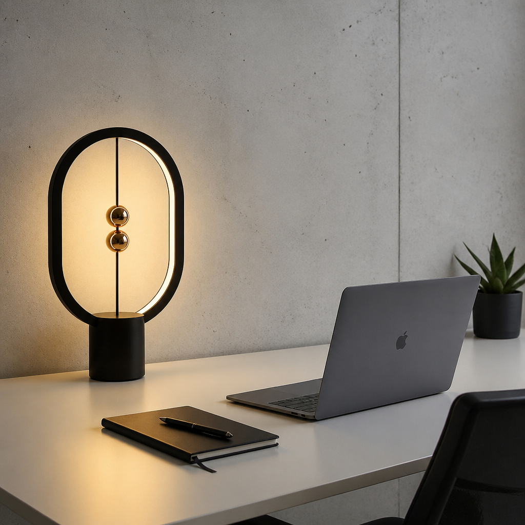 Lampe Balance Magnétique Ovale LED USB — mise en situation bureau home office
