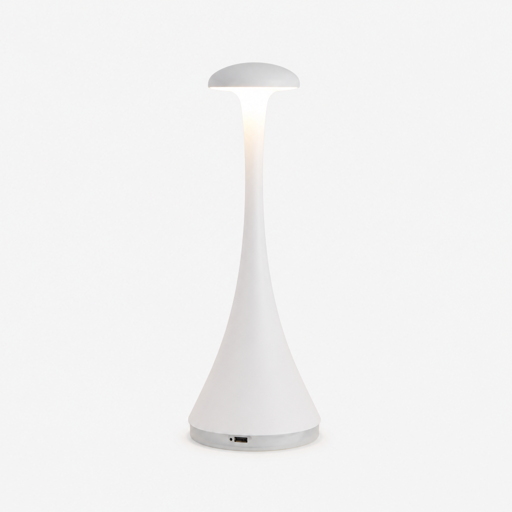 Lampe Champignon USB-C Rechargeable Blanc — photo produit fond gris