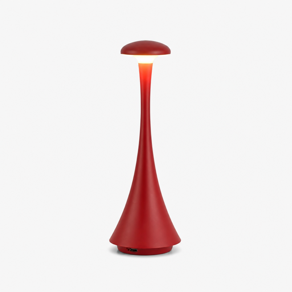 Lampe Champignon USB-C Rechargeable Rouge — photo produit fond gris