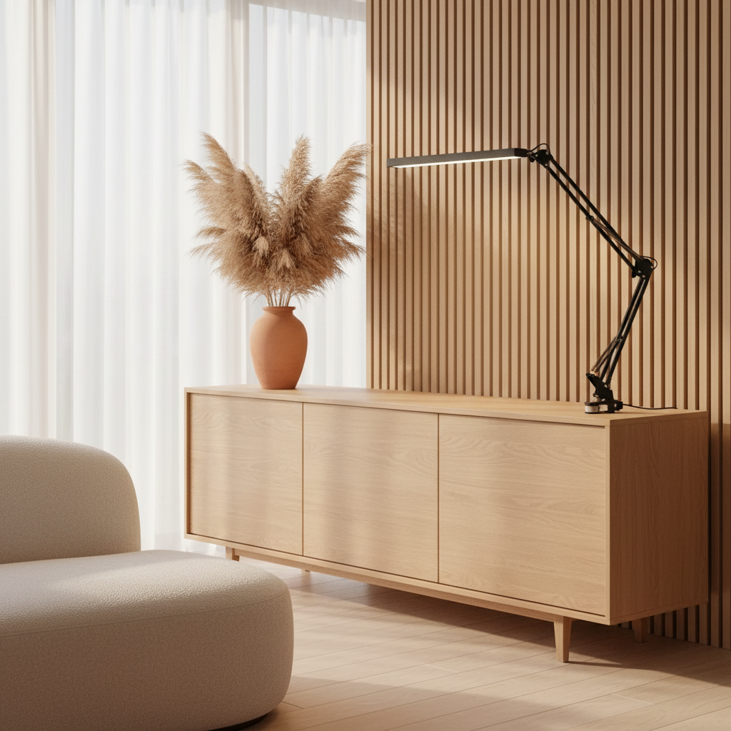 Lampe de Bureau Architecte Noir — mise en situation salon lumière du jour