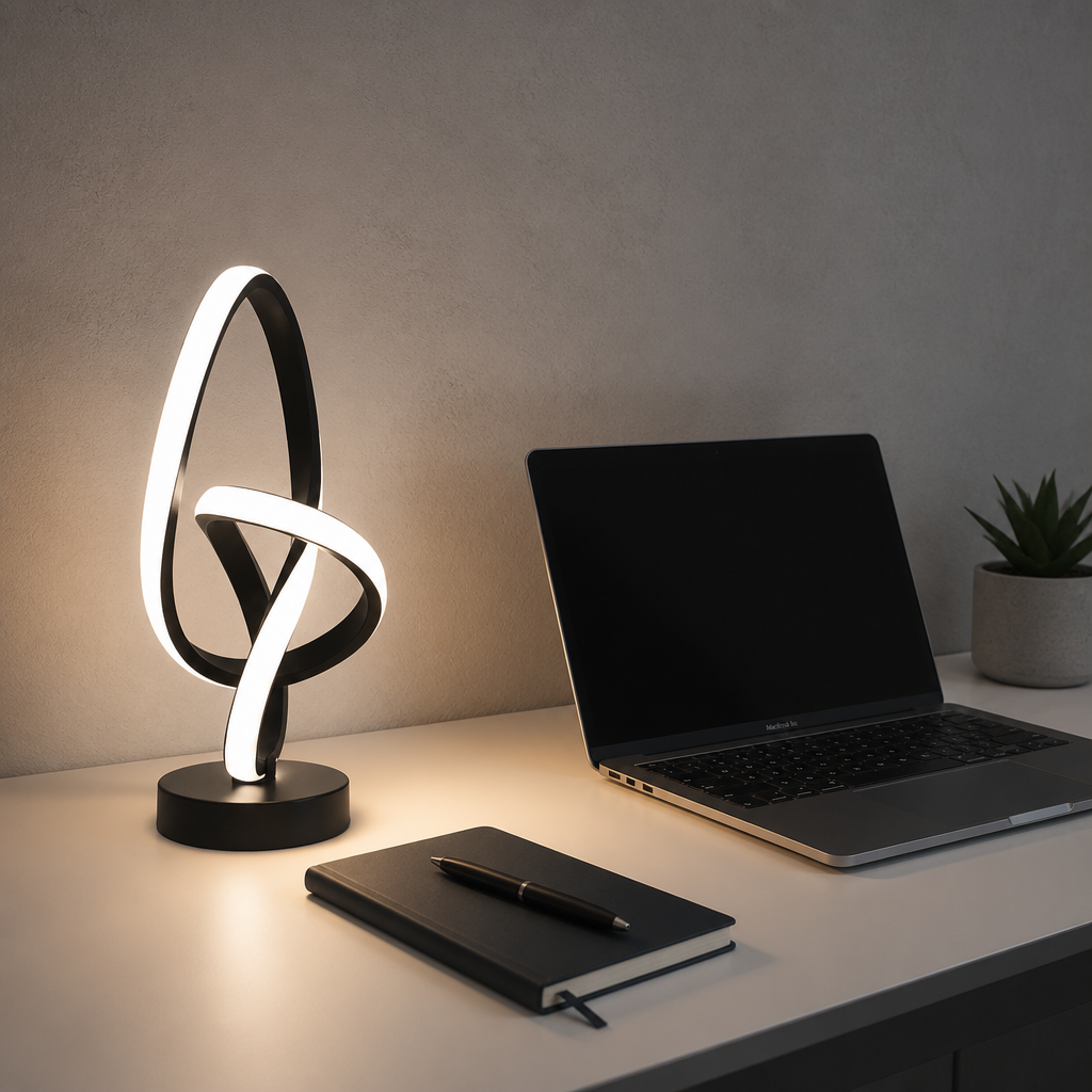 Lampe de Bureau LED USB 3 Couleurs Noir — mise en situation bureau home office