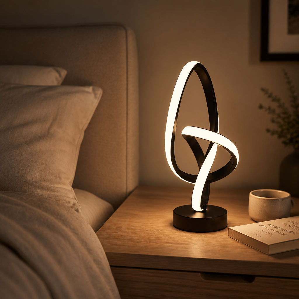 Lampe de Bureau LED USB 3 Couleurs Noir — mise en situation chambre