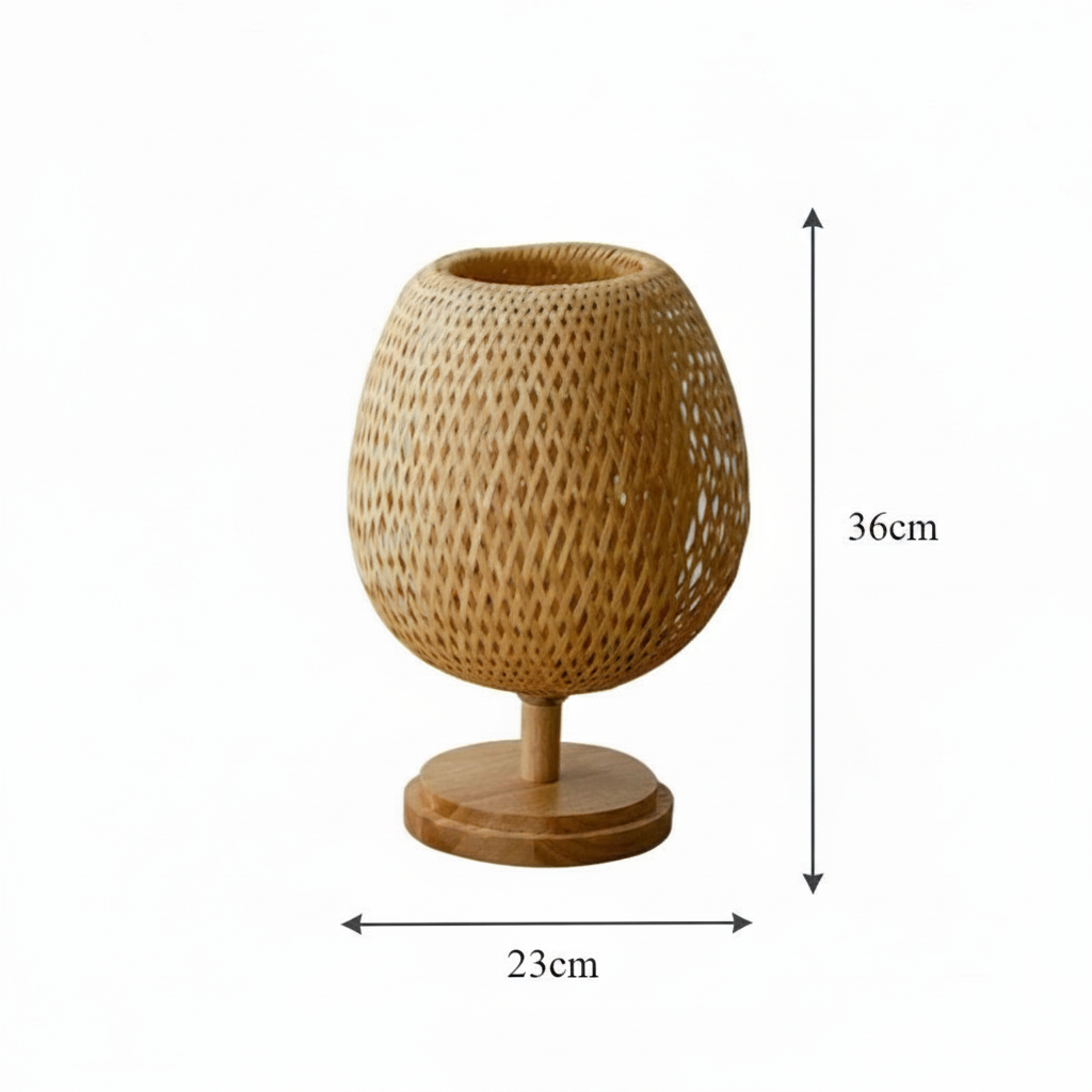 Lampe de Chevet Bambou – Design Tressé Main — dimensions 36 cm × 23 cm