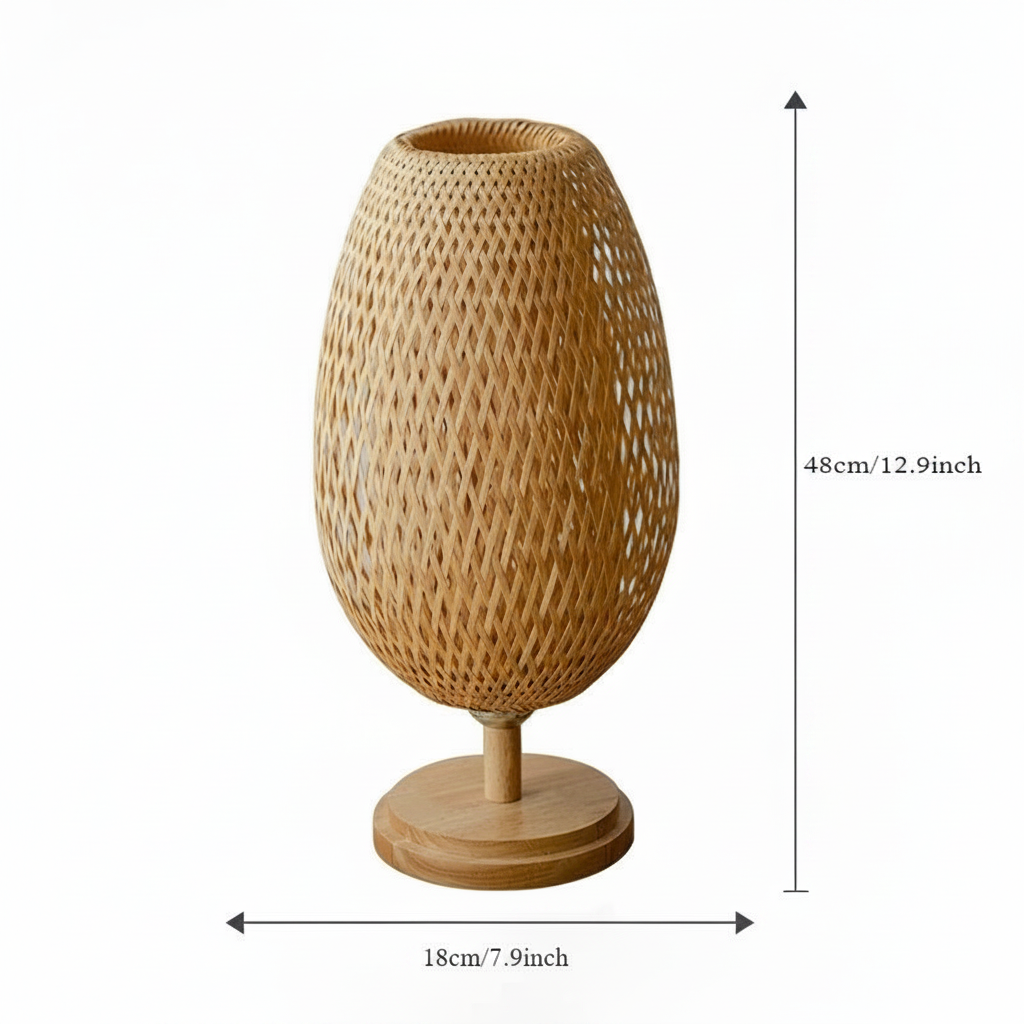 Lampe de Chevet Bambou – Design Tressé Main — dimensions 48 cm × 18 cm