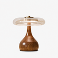 Lampe de Chevet Bois Verre Champignon 22 x — photo produit fond gris