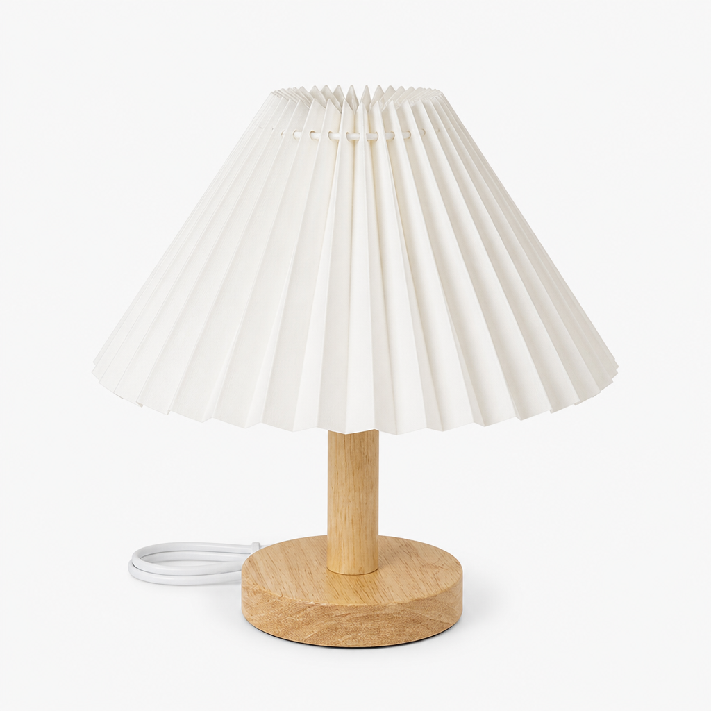 Lampe de Chevet Tactile USB Plissée Blanc — photo produit fond gris