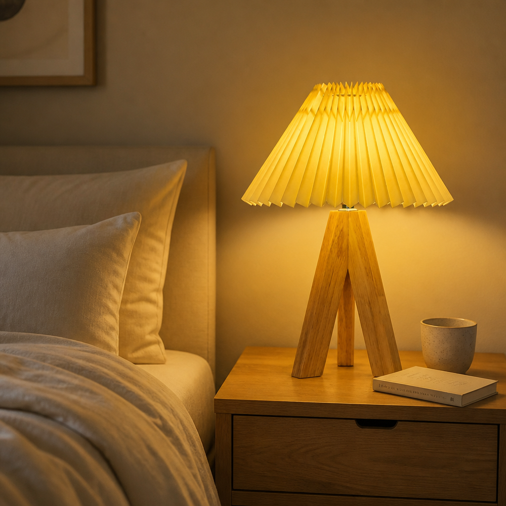 Lampe de Chevet USB Bambou Dimmable C — mise en situation chambre