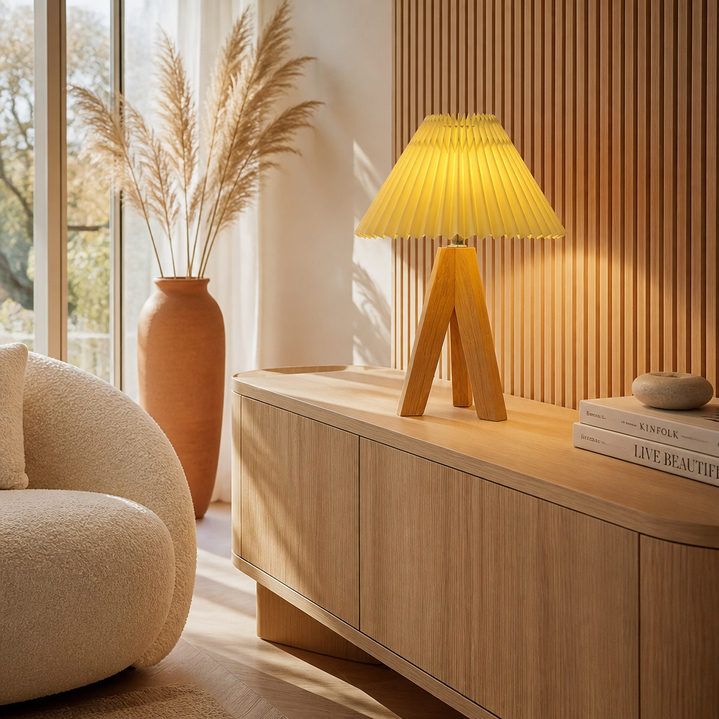 Lampe de Chevet USB Bambou Dimmable C — mise en situation salon lumière du jour