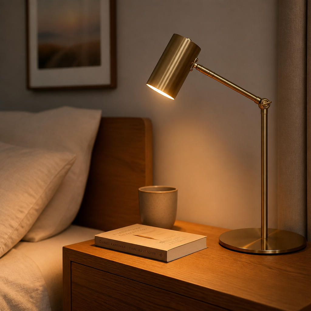 Lampe de Table Design Doré Nordique B — mise en situation chambre