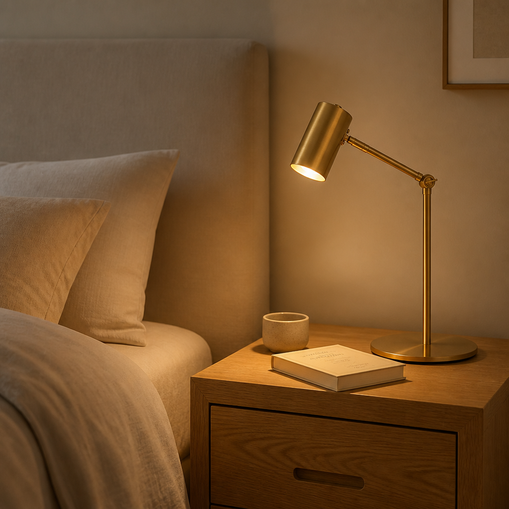 Lampe de Table Design Doré Nordique B — mise en situation chambre