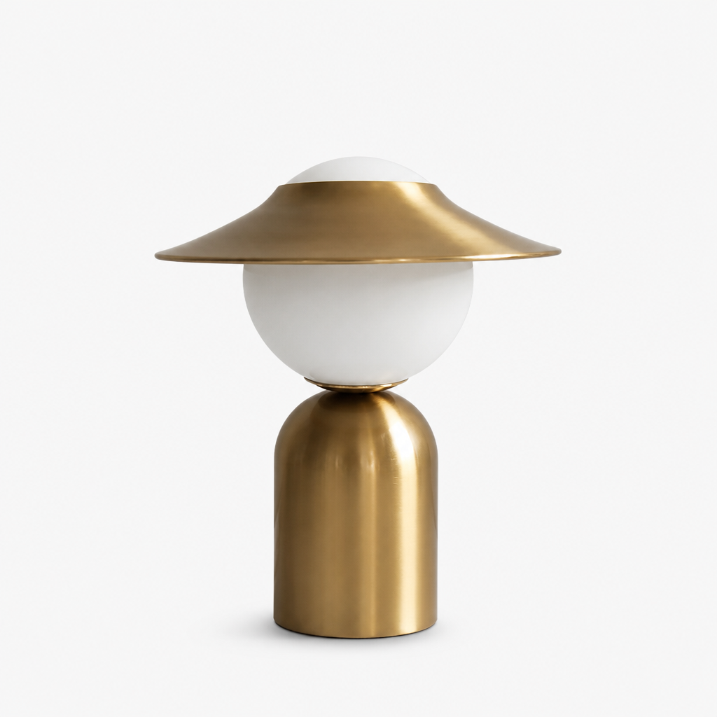 Lampe Design Boule Verre Laiton Nordic Avec chapeau — photo produit fond gris