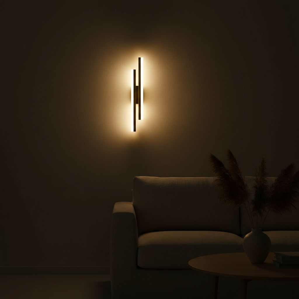 Lampe Design Murale — ambiance soir salon contemporain