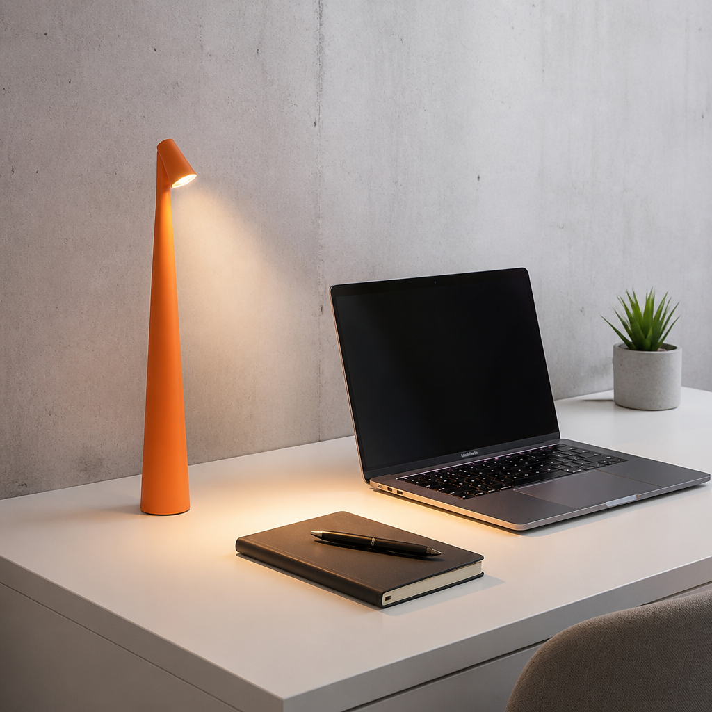 Lampe LED Tube USB Rechargeable Tactile Orange — mise en situation bureau home office