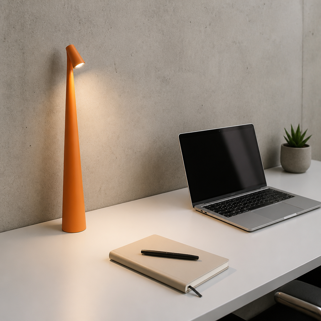 Lampe LED Tube USB Rechargeable Tactile Orange — mise en situation bureau home office