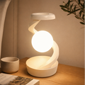 Lampe Rotative RGB Chargeur Sans Fil 15W Blanc — mise en situation chambre