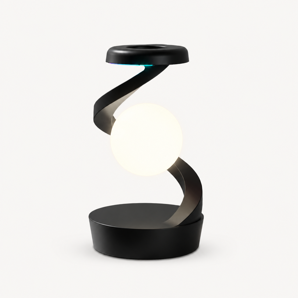 Lampe Rotative RGB Chargeur Sans Fil 15W Gris Foncé — photo produit fond gris