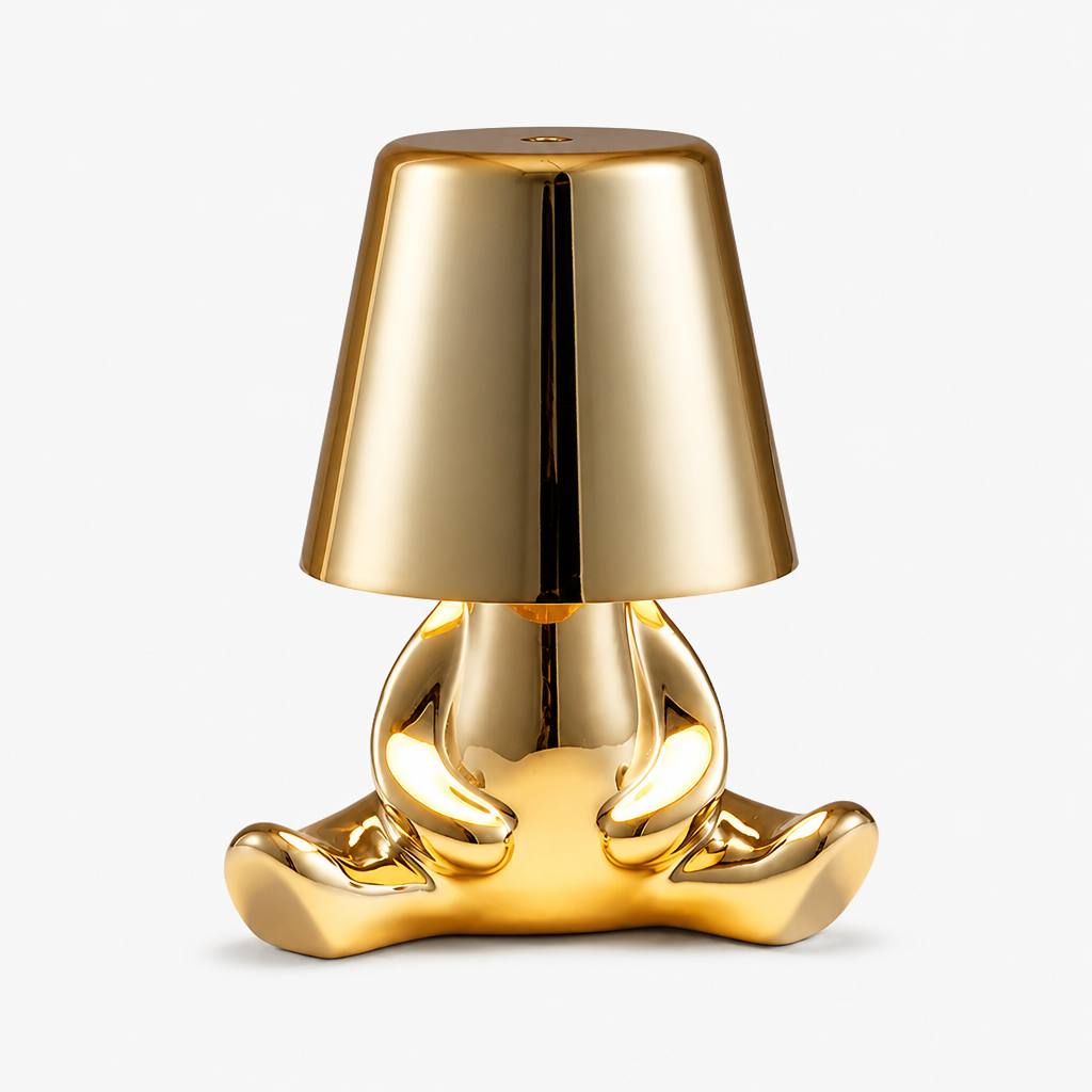 Lampe Statuette Tactile Dorée USB C — photo produit fond gris